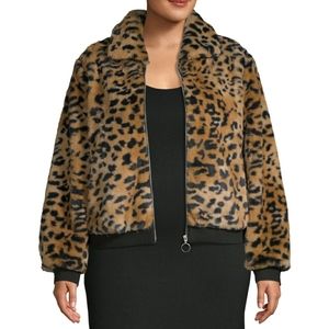 Leopard faux fur jacket